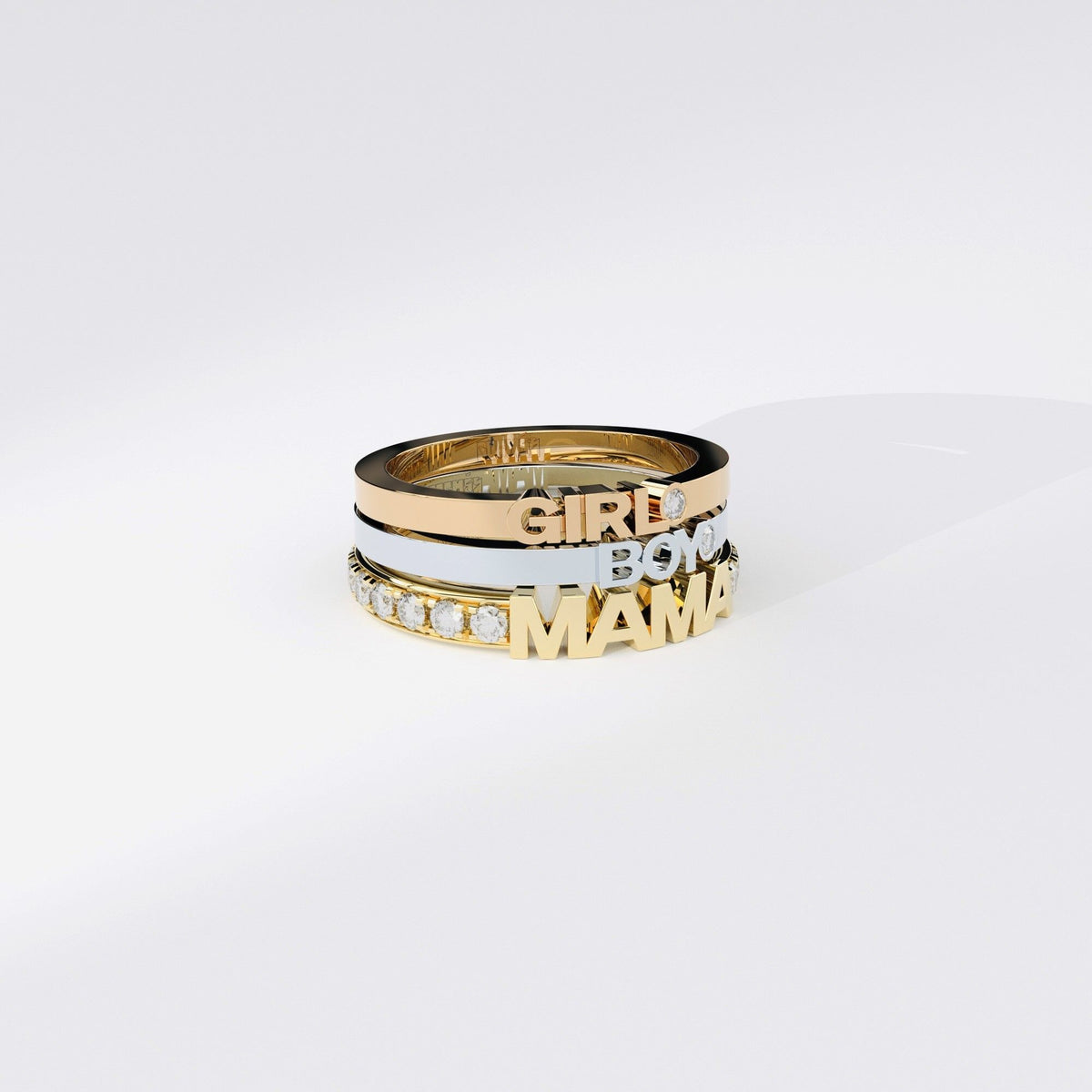 Becoming Luxury Eternity Mama 18K Gold Ring w. Lab-Grown Diamonds