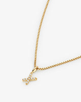 Initial X 14k Gold Necklace w. Lab-Grown Diamonds