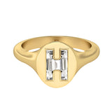 Alphabet-signetring i 18K guld med bogstavet »H« og en Lab-Grown Diamant