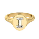 Alphabet-signetring i 18K guld m. bogstavet »I« og en Lab-Grown Diamant