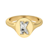 Alphabet-signetring i 18K guld med bogstavet K og en Lab-Grown Diamant, fremstillet i laboratoriet