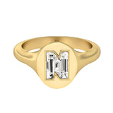 Alphabet-signetring i 18K guld med bogstavet »N« og en solitaire-Lab-Grown Diamant