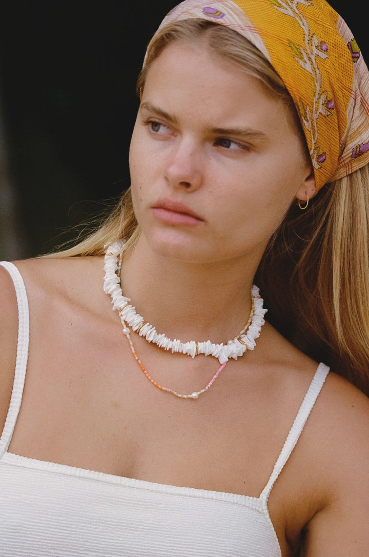 Rainbow Nomad Gold Plated Necklace w. Mixed coloured Beads & Pearls