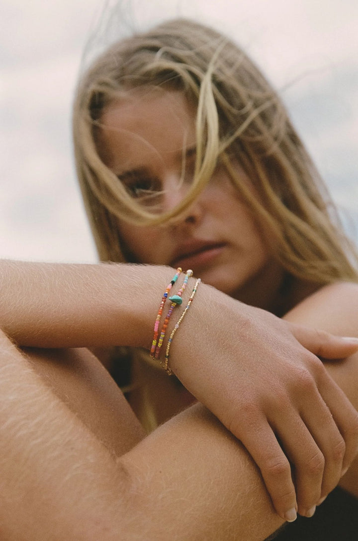 Sunny Eldorado Gold Plated Bracelet w. Mixed coloured Beads