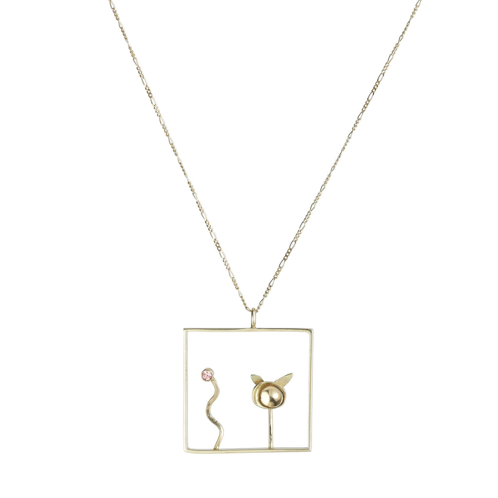 Poesi 14K Gold Necklace w. Sapphire