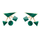 Geometrical green Gold Plated Studs