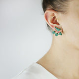 Geometrical green Gold Plated Studs