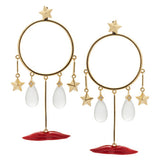 Gold Plated Earrings w. Enamel and Resin