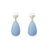 Drop Baby Blue & White Gold Ohrringe W. Perlen
