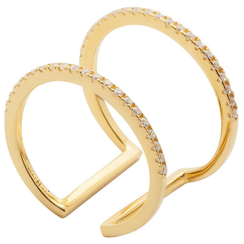 Gold Plated Ring w. Crystals