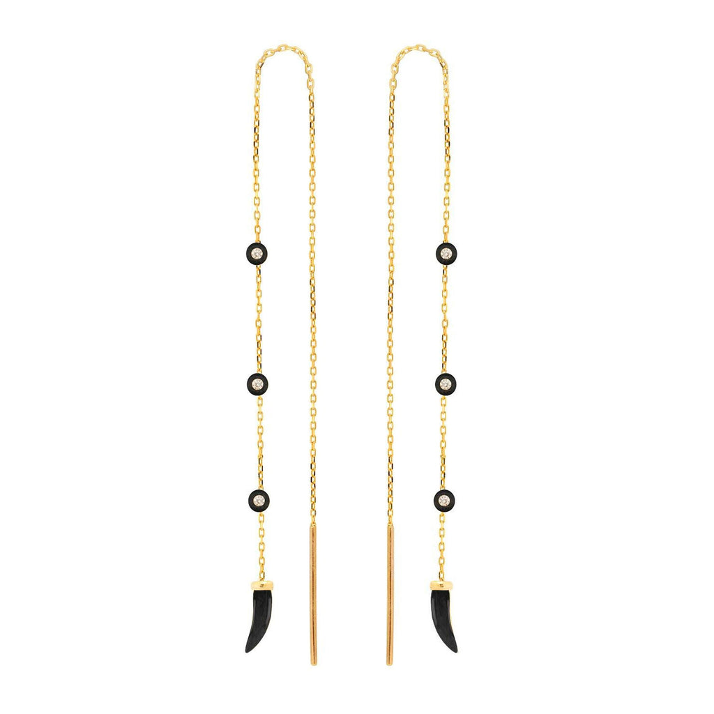 Capsule Black Pair Gold Plated Earrings