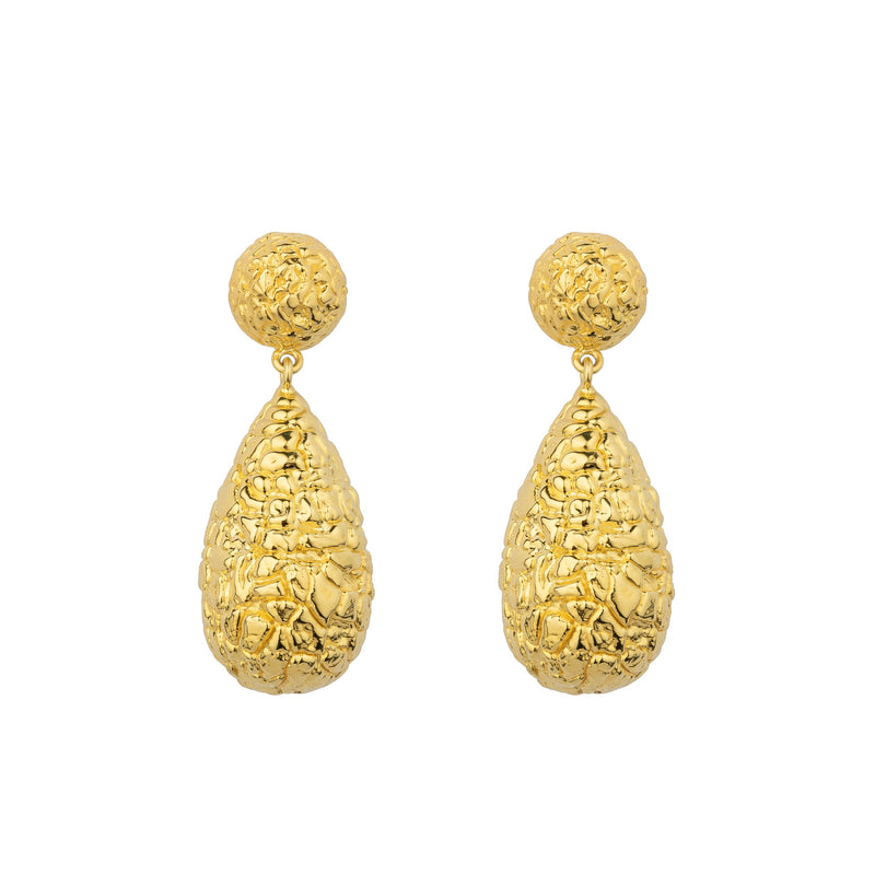 Drop Structure Gold Plated Earrings