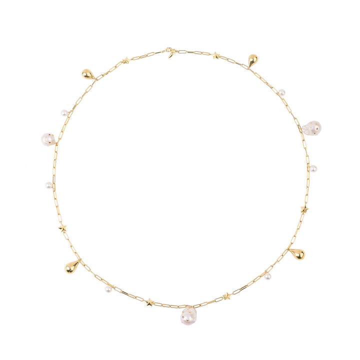 Goldplattierte Halskette w. Perlen