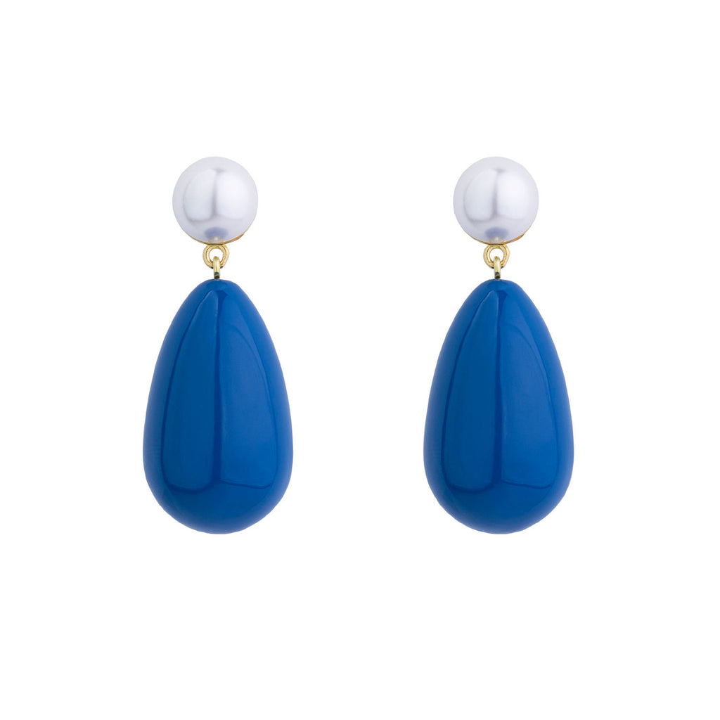 Drop Blue & White Gold Ohrringe W. Perlen