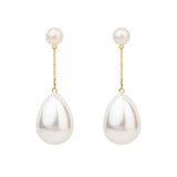 Weiße Mini -Perle -Drop -Ohrringe aus Goldplattlagen