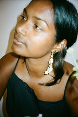 Multi Lemon Blob Earring Gold Plated, Yellow Beads