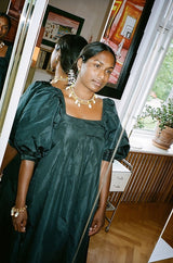 Medium Chunky Pineapple Necklace Gold Plated, White Beads