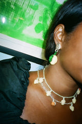 Lemon Blob Earring Silver, Mixed coloured Beads