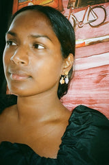 Mini Shiny Orange Earring Gold Plated, Orange Beads