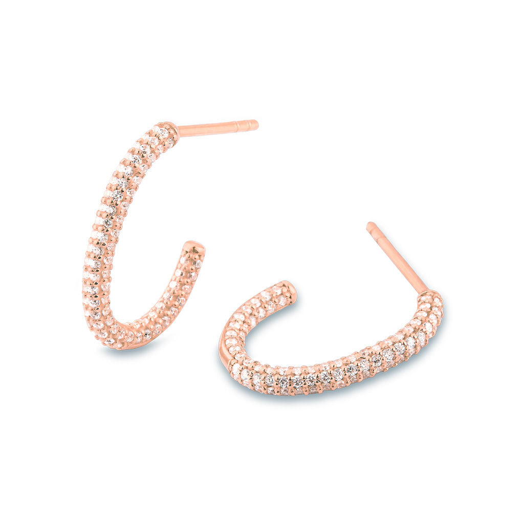 D'avie 18K Rosegold Hoops w. 152 Diamonds