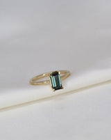 Nord Green Turned 18K Gold Ring w. Tourmaline & Diamond