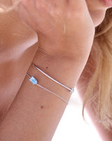 Ro Nord Blau Armband I 18K Weißgold vergoldet I Aquamarin & Diamant