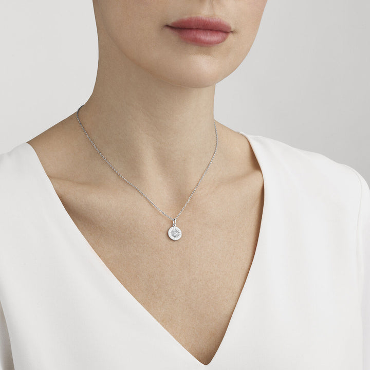 Marguerit 110 mm. Sølv Halskæde m. Diamanter, 0.05 ct.