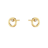 Halo 18K Gold Studs w. Diamonds 0.03 ct