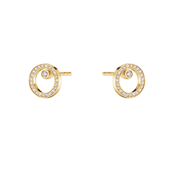 Halo 18K Gold Studs w. Diamonds 0.12 ct
