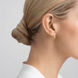 Halo 18K Gold Hoops w. Diamonds 0.12 ct