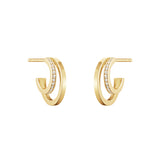 Halo 18K Gold Hoops w. Diamonds 0.12 ct