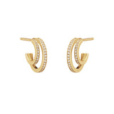 Halo 18K Gold Hoops w. Diamonds 0.32 ct