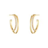Halo 18K Gold Hoops w. Diamonds 0.30 ct