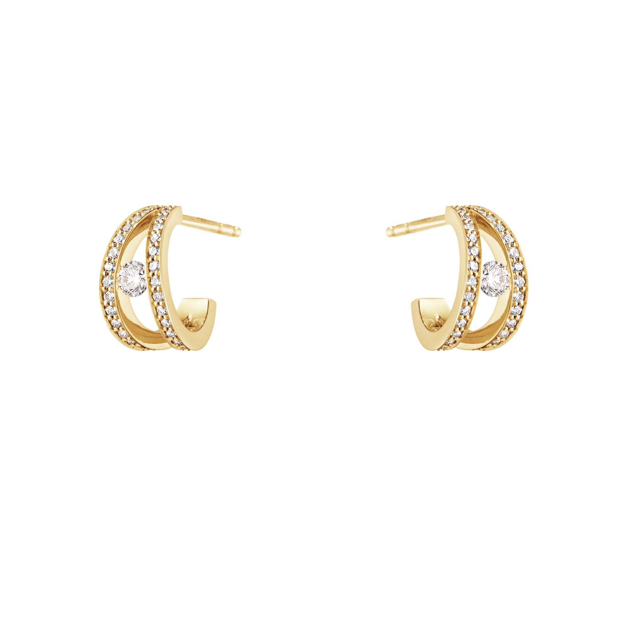 Georg Jensen Halo 18K Gold Earrings w. Diamonds 0.44 ct The Jewellery Room