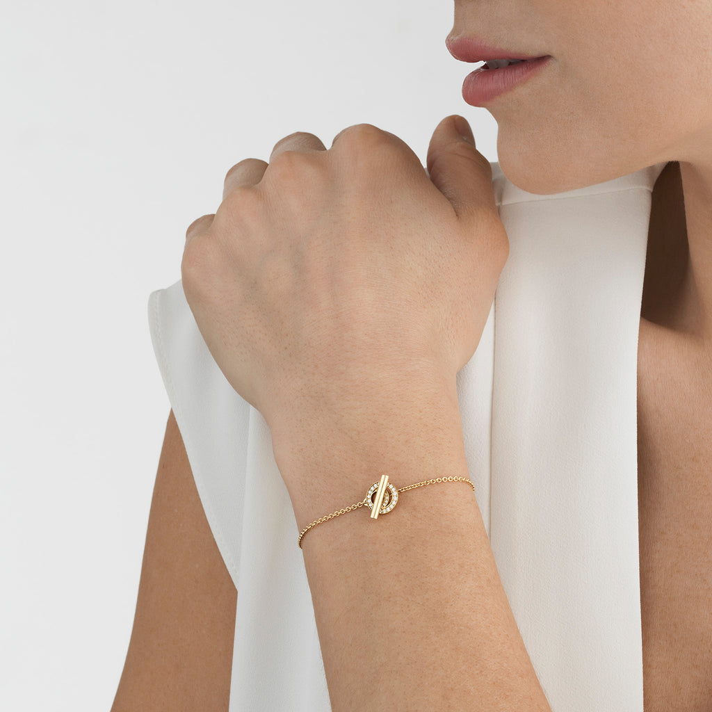 Halo 18K Gold Bracelet w. Diamonds 0.18 ct