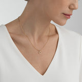 Halo 18K Gold Necklace w. Diamonds 0.06 ct