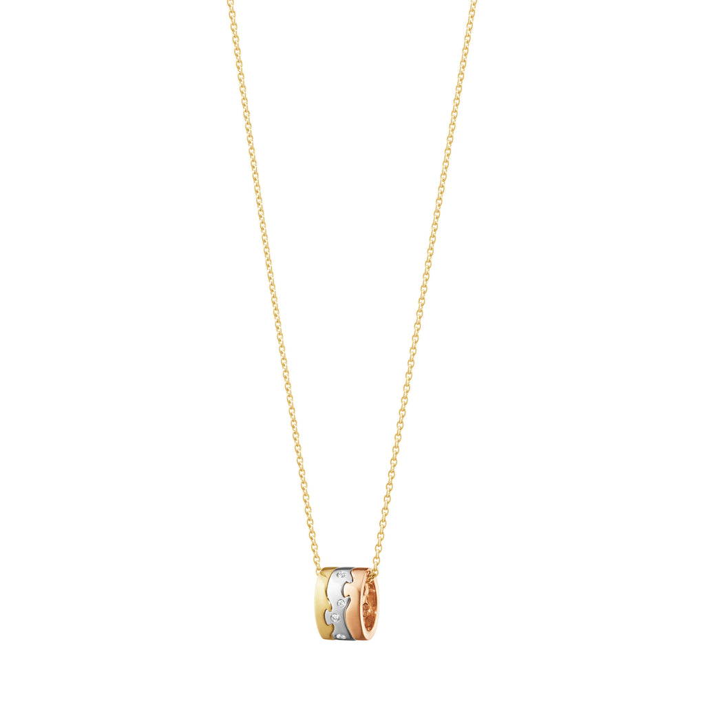 Fusion 18K Gold, White Gold & Rose Gold Necklace w. Diamonds 0.05 ct