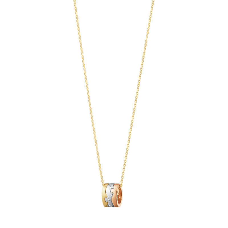 Fusion 18K Gold, Whitegold & Rosegold Necklace w. Diamonds 0.05 ct