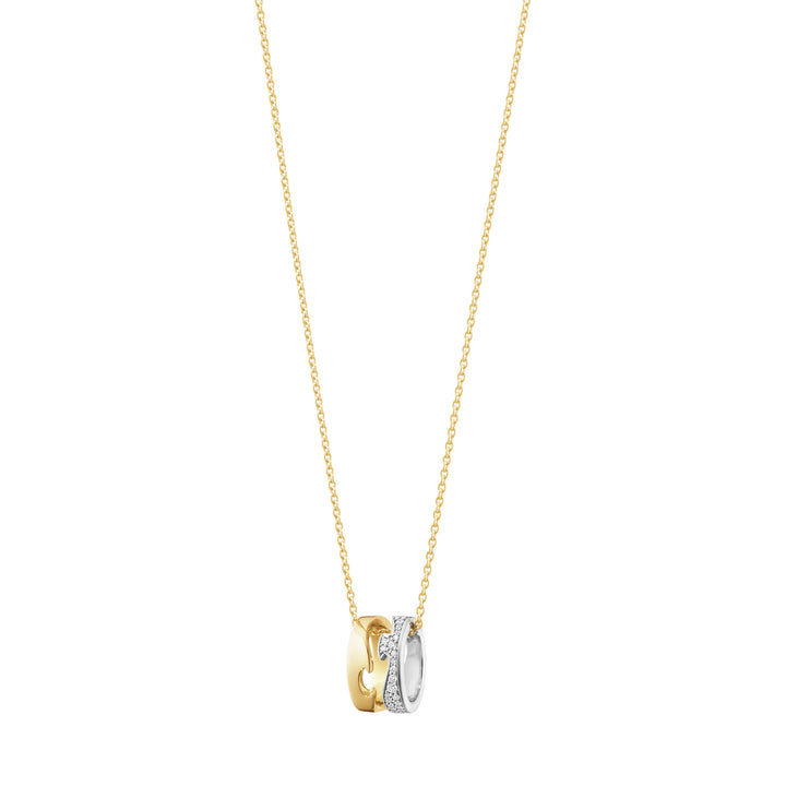 Fusion Open 18K Gold & White Gold Necklace w. Diamonds 0.22 ct