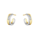 Fusion 18K White Gold & Gold Hoops w. Diamonds 0.18 ct