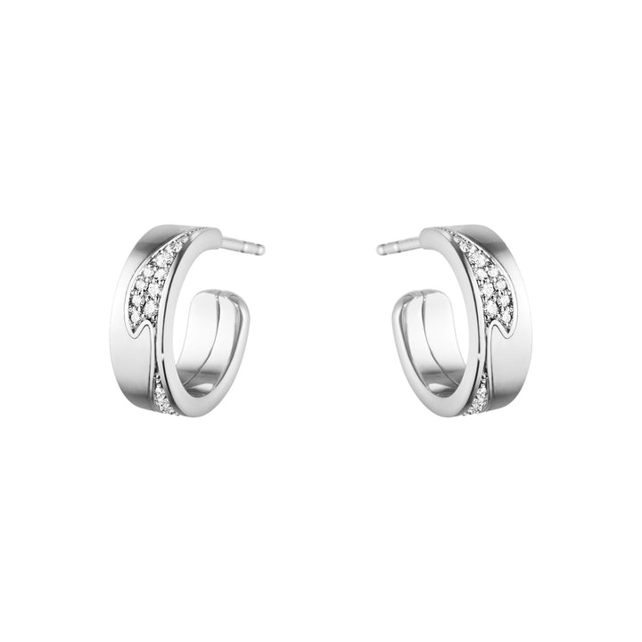 Fusion 18K White Gold Hoops w. Diamonds 0.18 ct