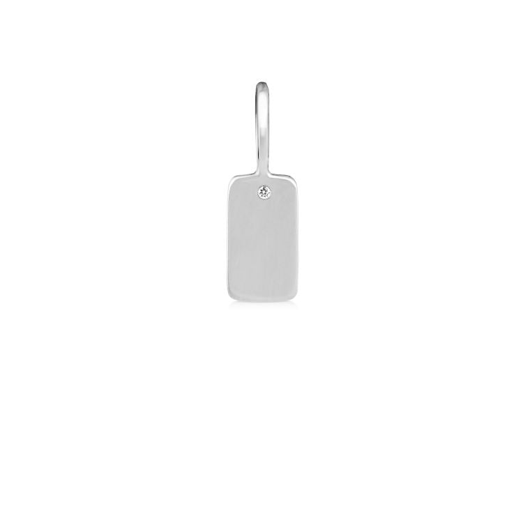 Rock Square 18K Whitegold Pendant w. Diamond