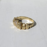 Chunky Nugget Ring Gold, White Diamonds