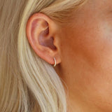 Rock Classic Small 18K Gold Hoop w. White Diamonds