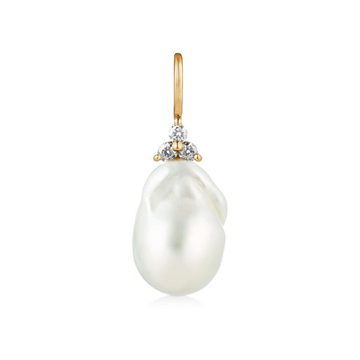 Fryd Baroque 18K Gold Pendant small w. Diamonds & Pearl