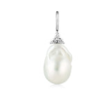 Fryd Baroque 18K Whitegold Pendant w. Diamonds & Pearl