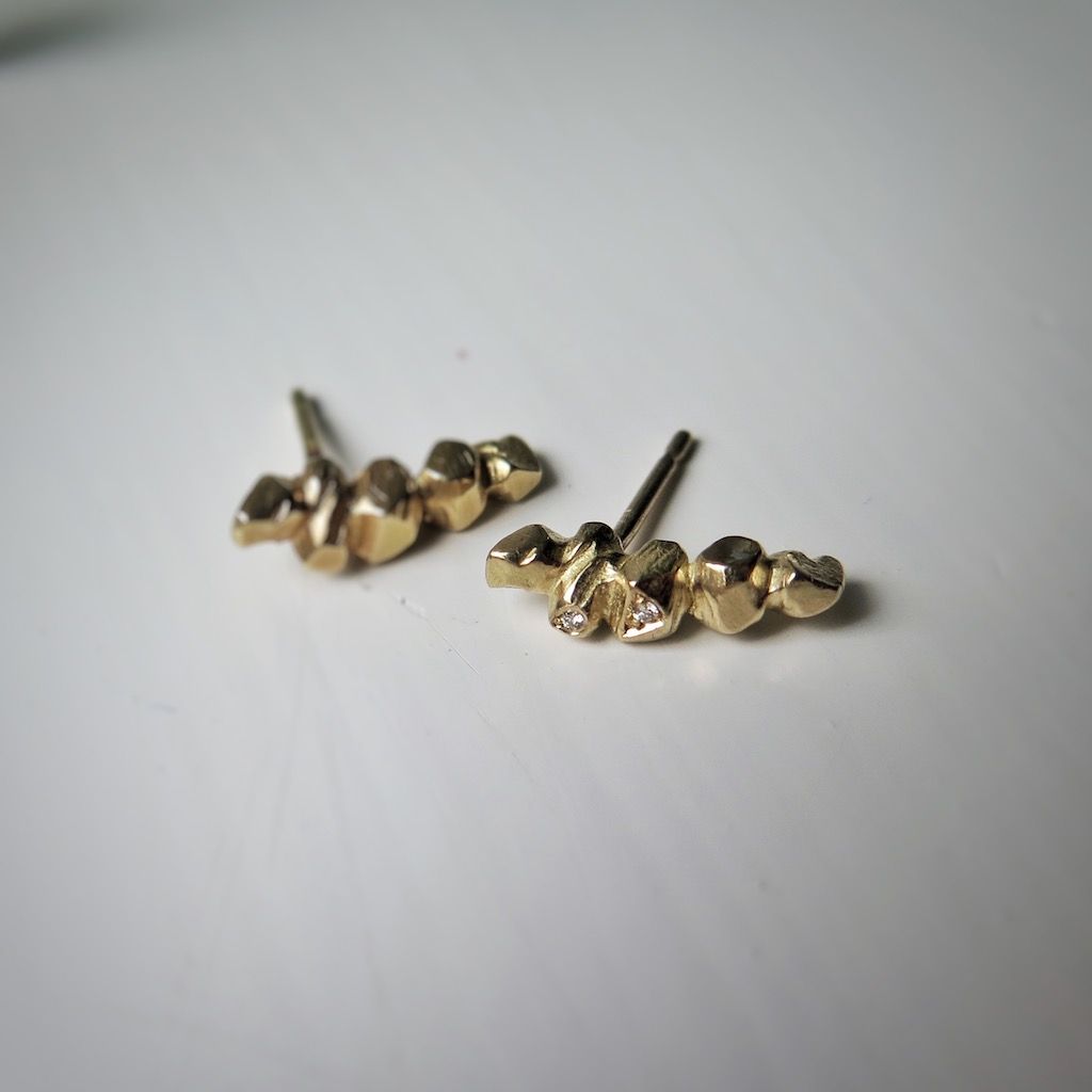 Nugget Diamond Climber Earring Gold