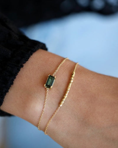 Nord Green 18K Gold Bracelet w. Tourmaline & Diamond