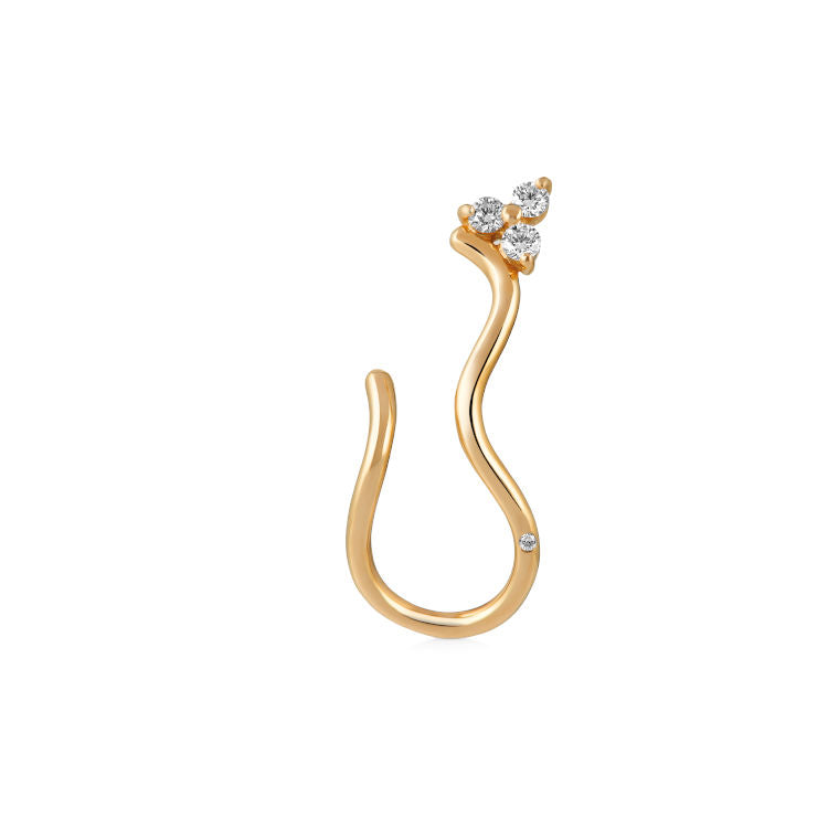Fryd Wave 18K Guld Ørestik m. Diamanter