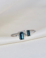 Nord London Blue Turned 18K Hvidguld Ring m. Topas & Diamant